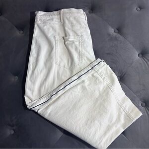 Boden Side Stripe, Wide Leg, High Rise, Cropped Jeans, Ecru, Sz 34